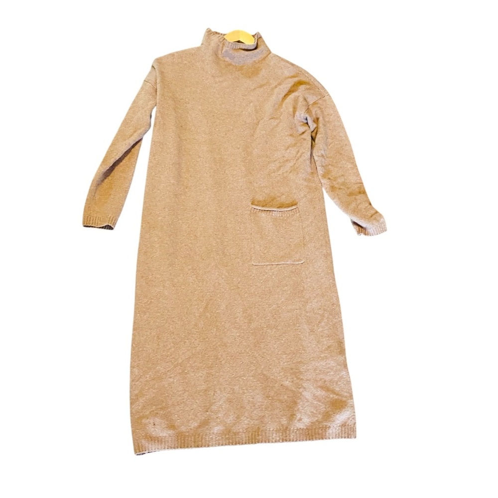 J. JILL PURE JILL Long Sleeve Nutmeg Mock Neck Midi Sweater Dress